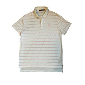 Ralph Lauren RLX Moisture Wicking Polo White with Pink Stripes Size Large L
